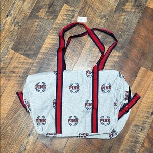 PINK Victoria's Secret Gray Tote with Red and Blue Accents
